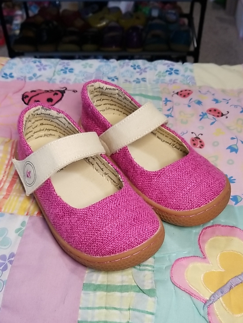 Livie & Luca Pink Mary Jane Shoes with Cream Strap Size 10 Carta II Pink Punch